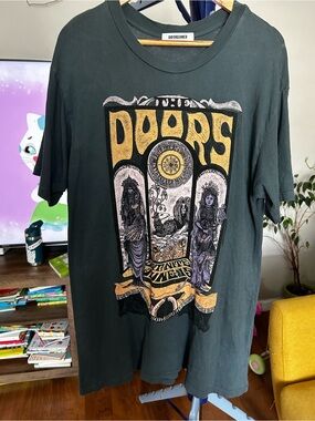 NWOT Daydreamer Vintage Black The Doors Graphic Tee Dress with Yellow & Purple